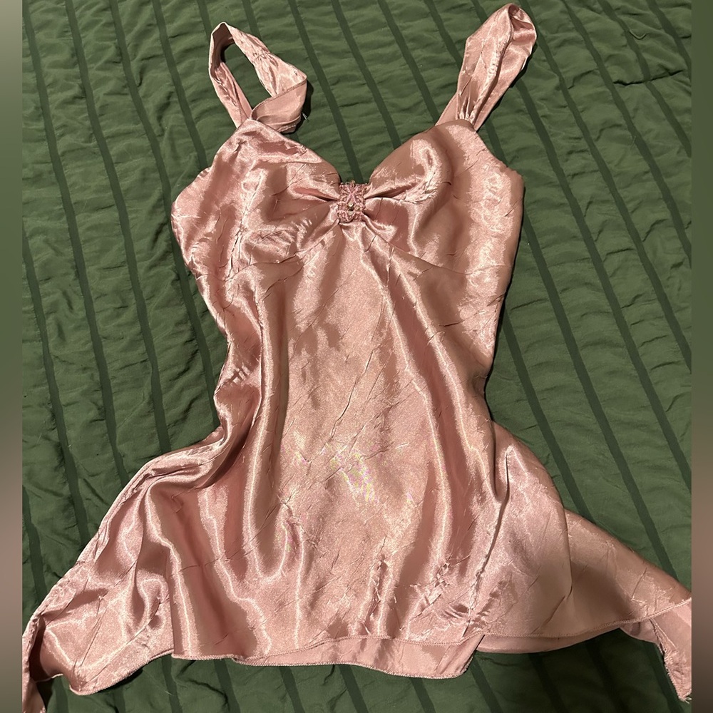 Pink Satin Babydoll Top